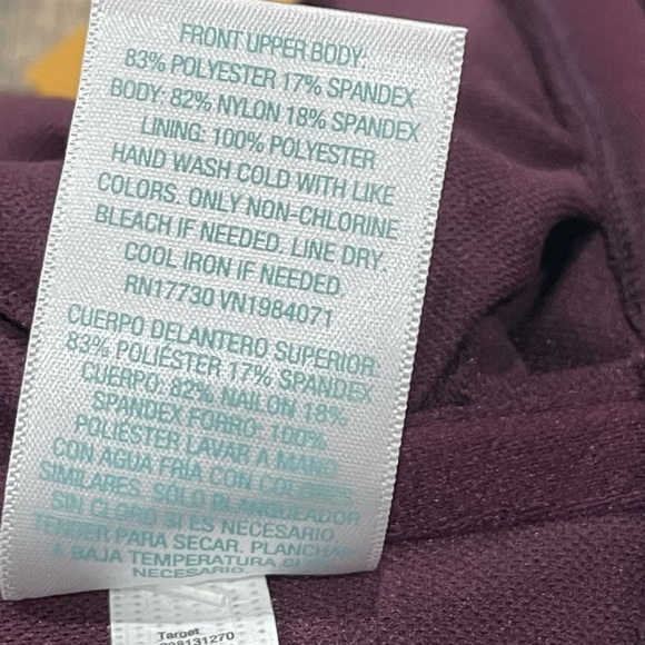 Kona Sol Burgundy Pink Colorblock Square Neck Bandeau Bikini Swim Top Sz Medium - Picture 7 of 10